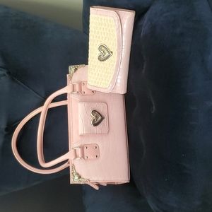 Brighton like purse & wallet pink crocodile style heart detail matching wallet